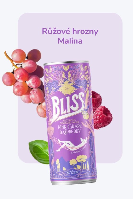 BLISS Alcoholic Sparkling Water 33cl - Package: Pink Grape & Raspberry