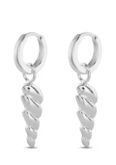 NO MORE SEA HORN MIDI HOOPS SILVER