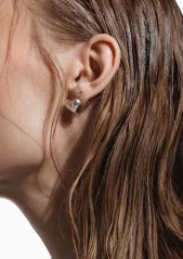 NO MORE TINY HEARTBEAT STUD EARRINGS SILVER