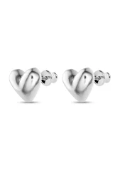 NO MORE HEARTBEAT STUD EARRINGS SILVER