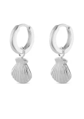 NO MORE SEA SHELL MIDI HOOPS SILVER