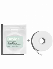 Davids expanding dental floss / refillable dispenser + refill / mint / 60m
