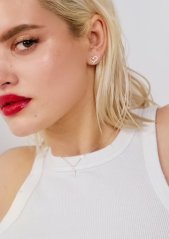 NO MORE Open Heart Stud Earrings Silver