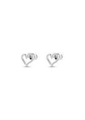 NO MORE Open Heart Stud Earrings Silver