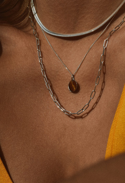 NO MORE Plate Necklace Silver