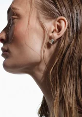 NO MORE HEARTBEAT STUD EARRINGS SILVER