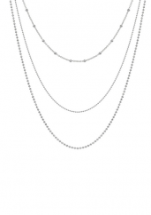 NO MORE Triple Layers Necklace Silver