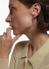 NO MORE SEA HORN MIDI HOOPS SILVER