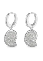 NO MORE SEA SNAIL MIDI HOOPS SILVER