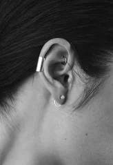 NO MORE Raw Huggie Earrings Silver