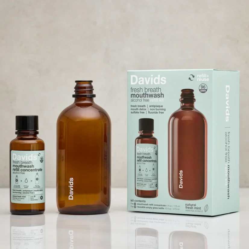 DAVIDS Mundspülung Hydroxi Fresh Breath Mouthwash Set / Nachfüllung - Package: Set