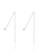 NO MORE Raw Threader Chain Earrings Silver